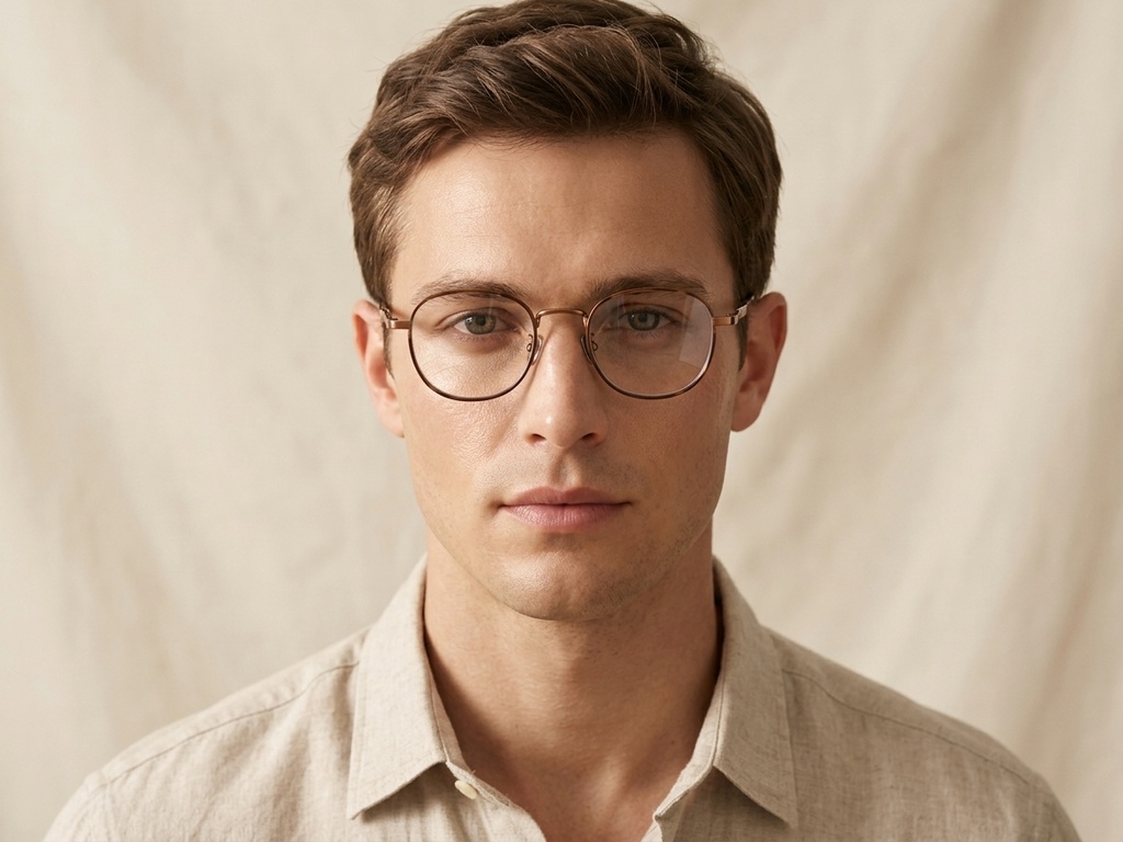 Rectangular Brown Titanium Glasses #BS0218-0092