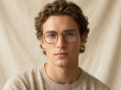 Round Brown Titanium Glasses #BS0218-0096