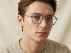 Gafas redondas de titanio gris #BS0218-0098