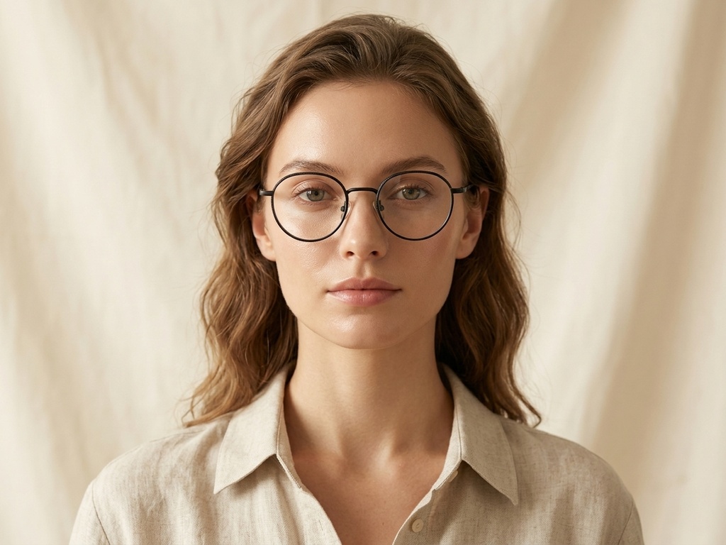 Gafas redondas de titanio negro #BS0218-0099