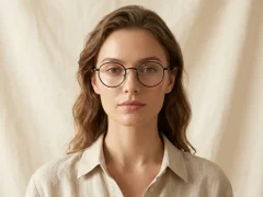 Gafas redondas de titanio negro #BS0218-0099