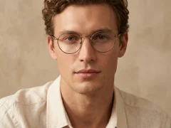 Round Brown Titanium Glasses #BS0218-0101