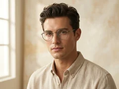 Round Brown Titanium Glasses #BS0218-0101