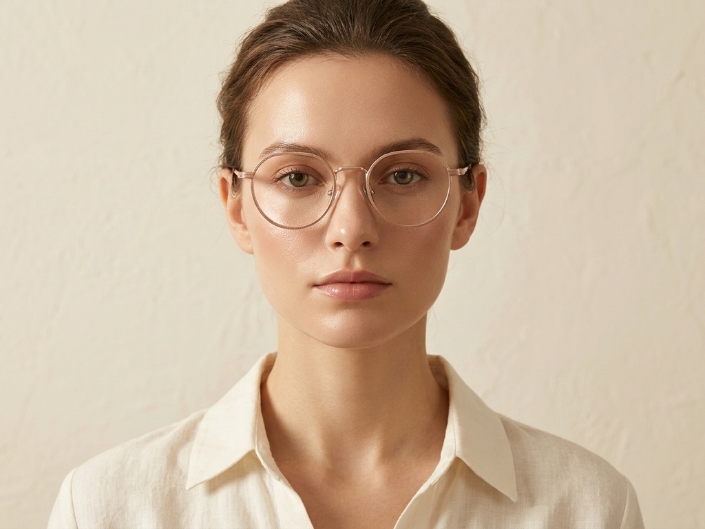Gafas redondas de titanio dorado #BS0218-0103