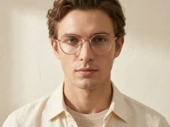 Gafas redondas de titanio dorado #BS0218-0103