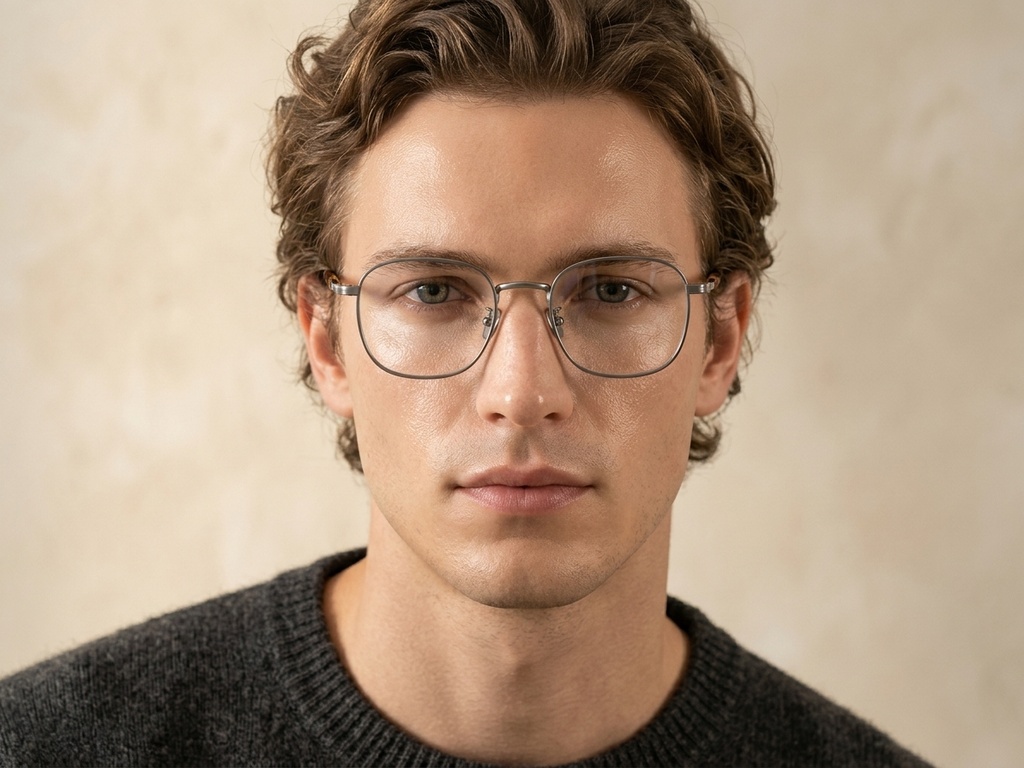 Rectangular Gray Titanium Glasses #BS0218-0108