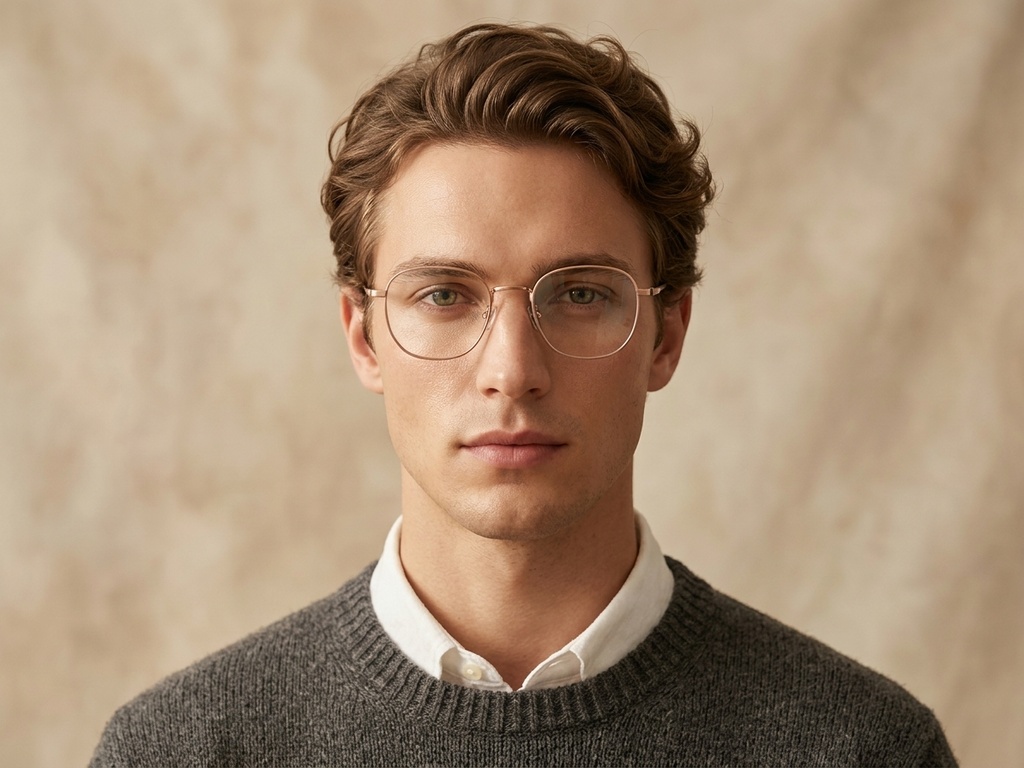 Rectangular Golden Titanium Glasses #BS0218-0109
