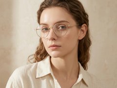 Gafas ovaladas de titanio dorado #BS0218-0115
