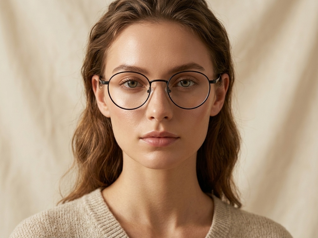 BS0218-0121_Black_Round_Titanium_Glasses_corner-tryon_female
