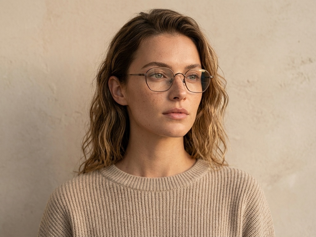 BS0218-0127_Brown_Rectangular_Titanium_Glasses_corner-tryon_female