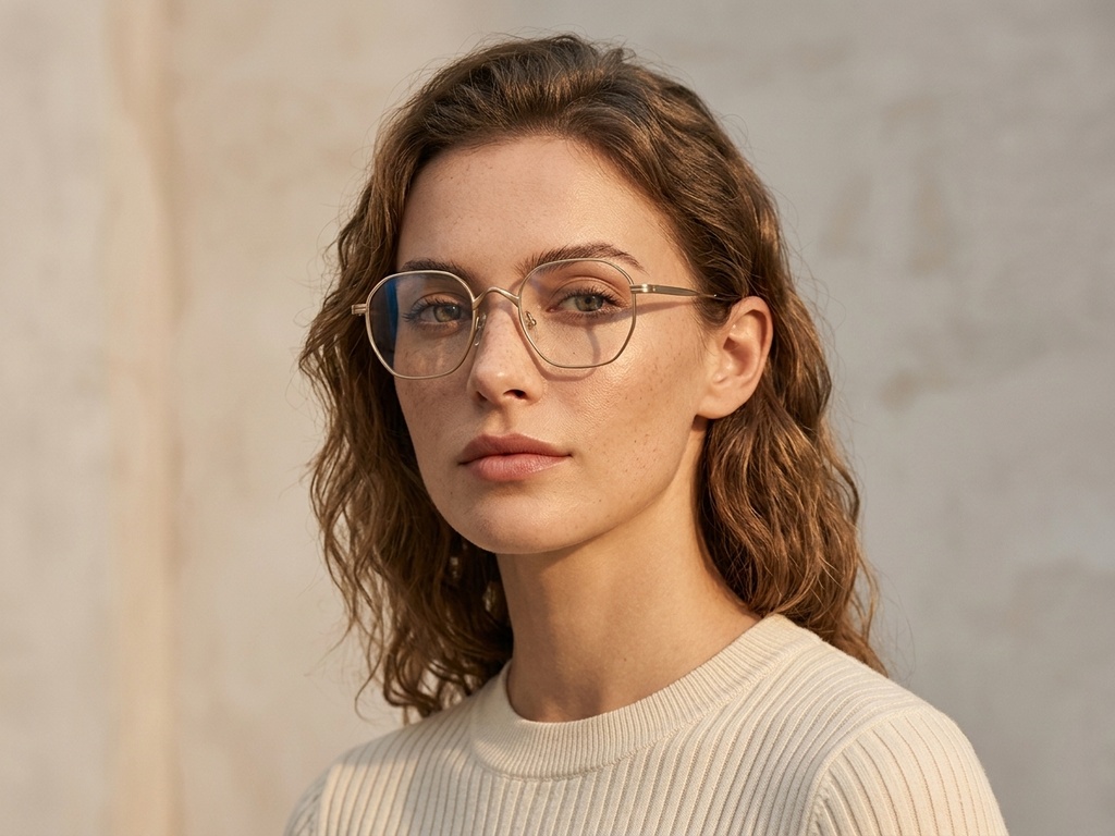 BS0218-0130_Golden_Rectangular_Titanium_Glasses_corner-tryon_female