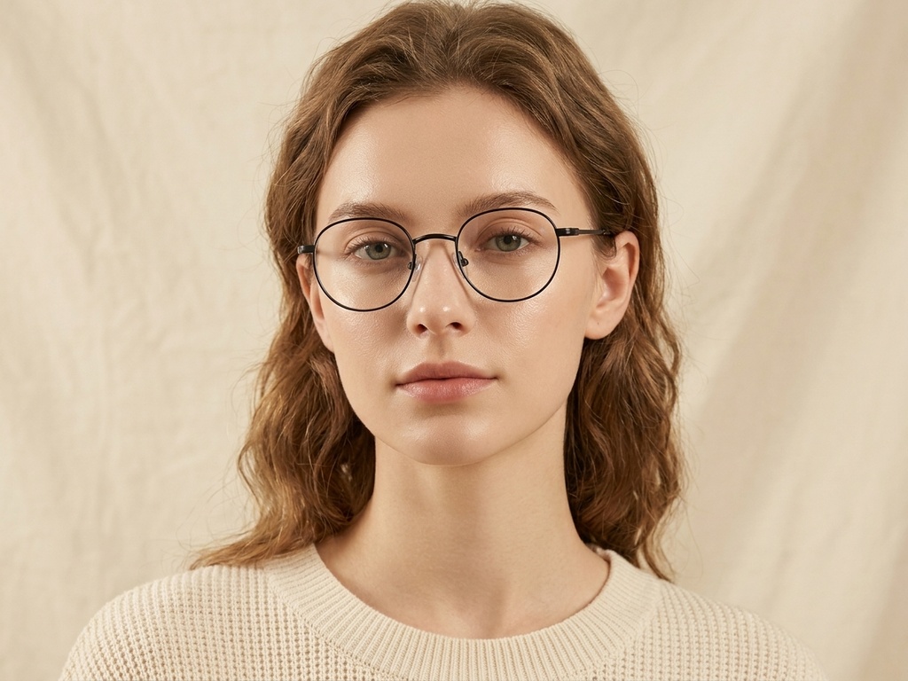 BS0218-0141_Black_Oval_Titanium_Glasses_corner-tryon_female