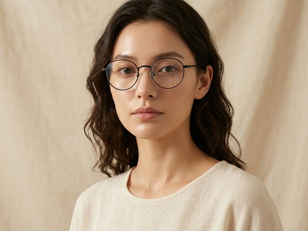 BS0218-0146_Black_Oval_Titanium_Glasses_corner-tryon_female