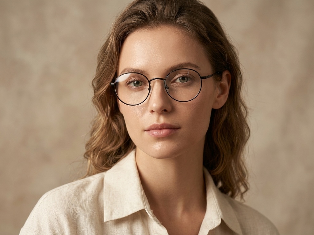 BS0218-0151_Black_Round_Titanium_Glasses_corner-tryon_female