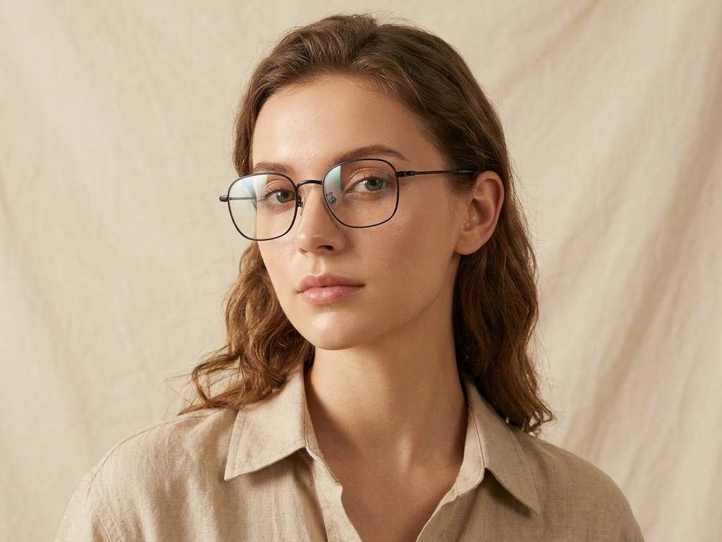 BS0218-0161_Black_Rectangular_Titanium_Glasses_corner-tryon_female