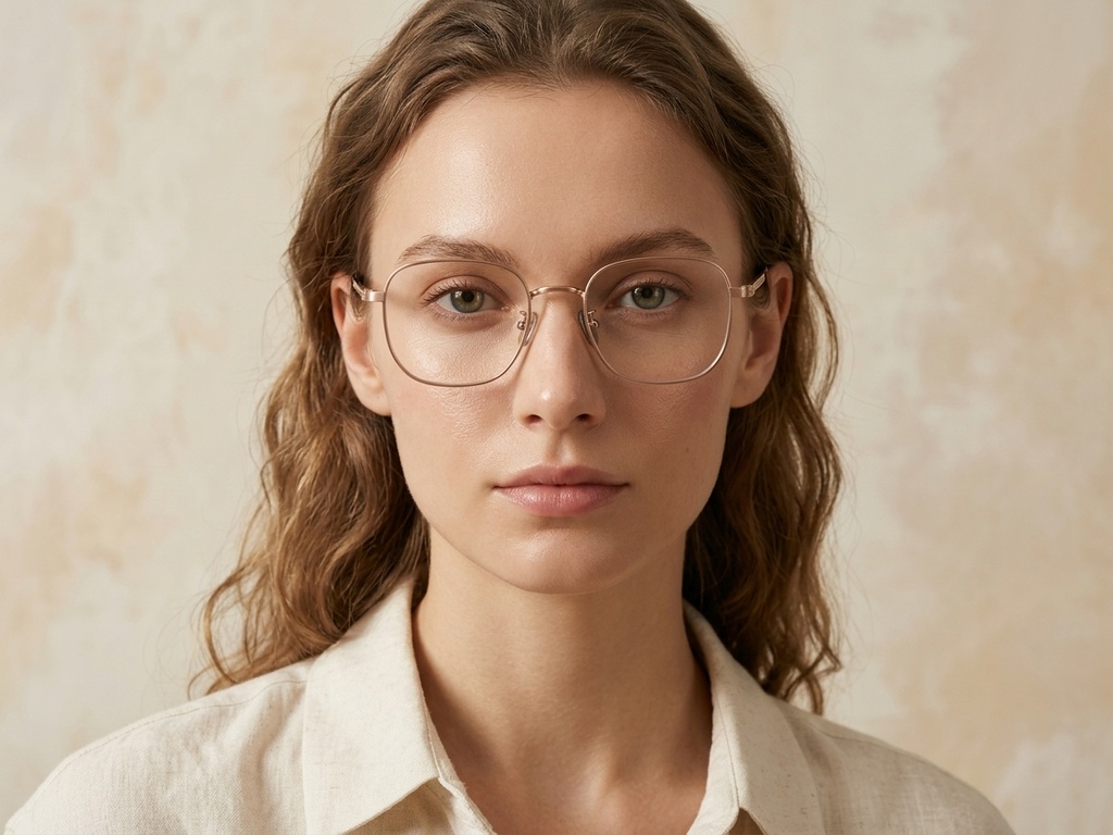 BS0218-0165_Golden_Rectangular_Titanium_Glasses_corner-tryon_female