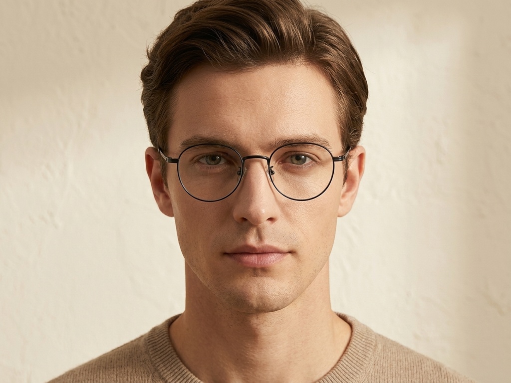 BS0218-0166_Black_Oval_Titanium_Glasses_corner-tryon_male