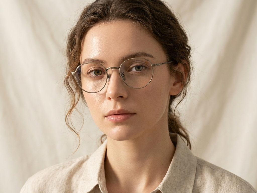 BS0218-0168_Brown_Oval_Titanium_Glasses_corner-tryon_female
