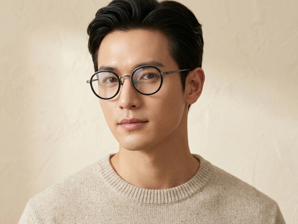 BS0218-0175_Black_Oval_Titanium_Glasses_corner-tryon_male