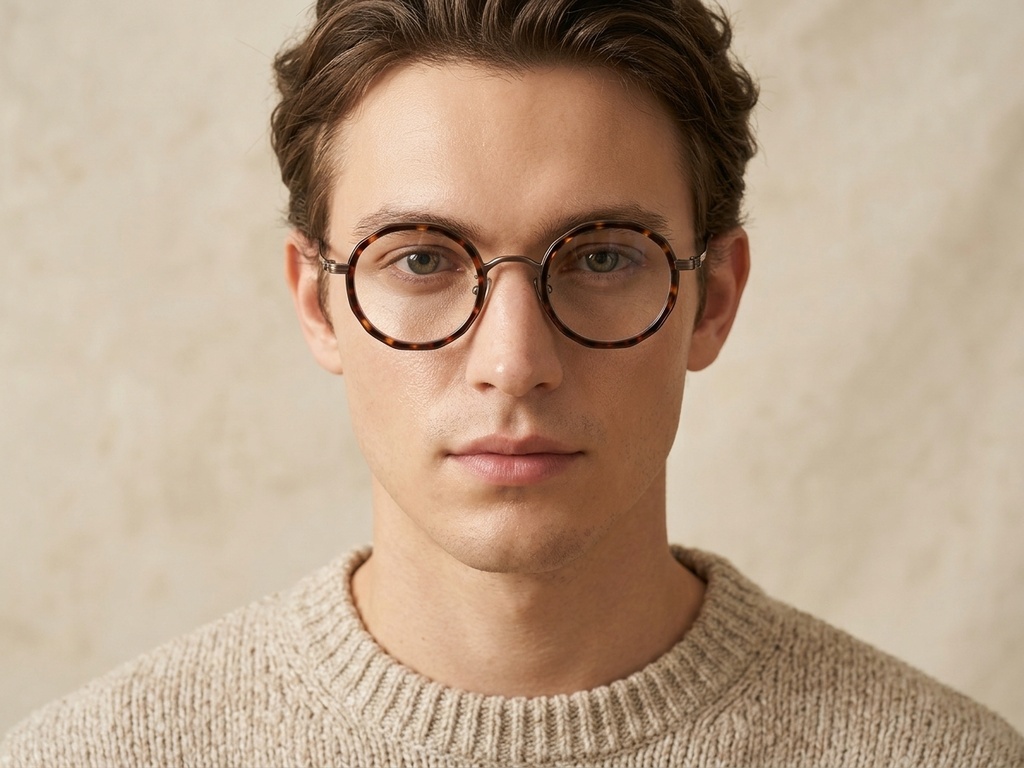 BS0218-0180_Tortoiseshell_Round_Titanium_Glasses_corner-tryon_male