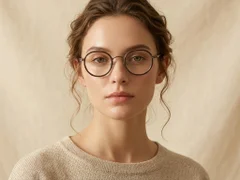 BS0218-0182_Black_Round_Titanium_Glasses_corner-tryon_female