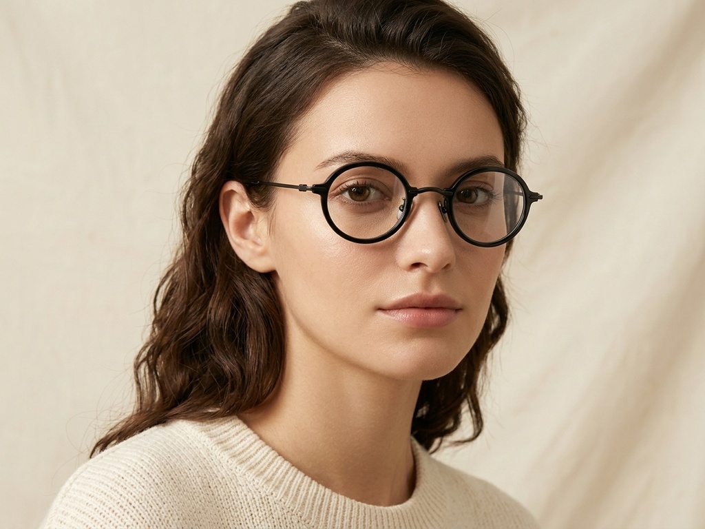 BS0218-0191_Black_Round_Titanium_Glasses_corner-tryon_female