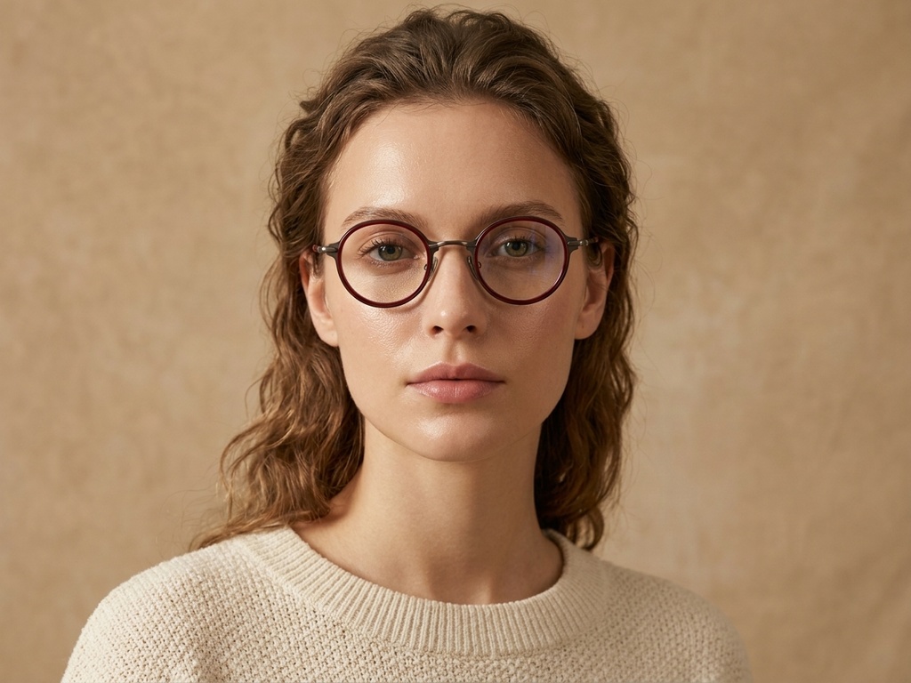 BS0218-0195_Red_Round_Titanium_Glasses_corner-tryon_female
