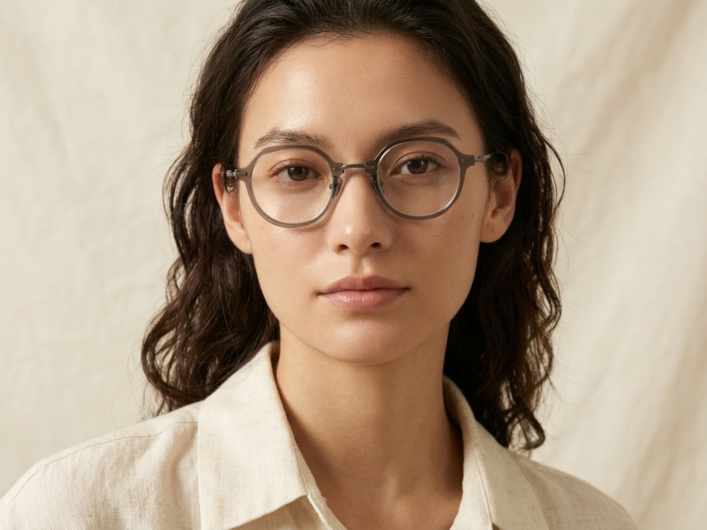 BS0218-0197_Grey_Oval_Titanium_Glasses_corner-tryon_female