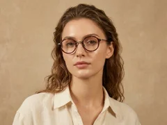 BS0218-0198_Brown_Oval_Titanium_Glasses_corner-tryon_female