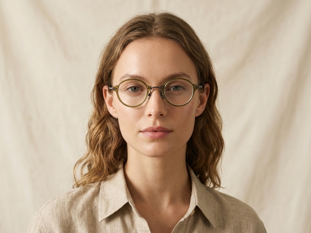 BS0218-0202_Green_Oval_Titanium_Glasses-tryon_female