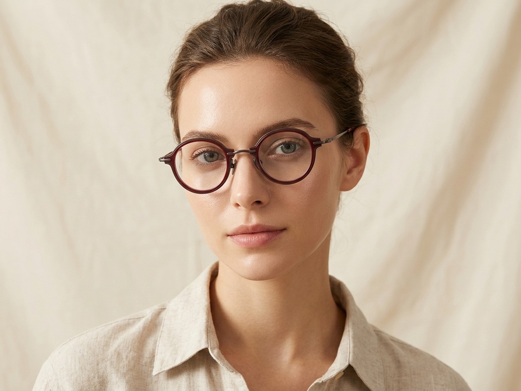 BS0218-0204_Red_Oval_Titanium_Glasses_corner-tryon_female