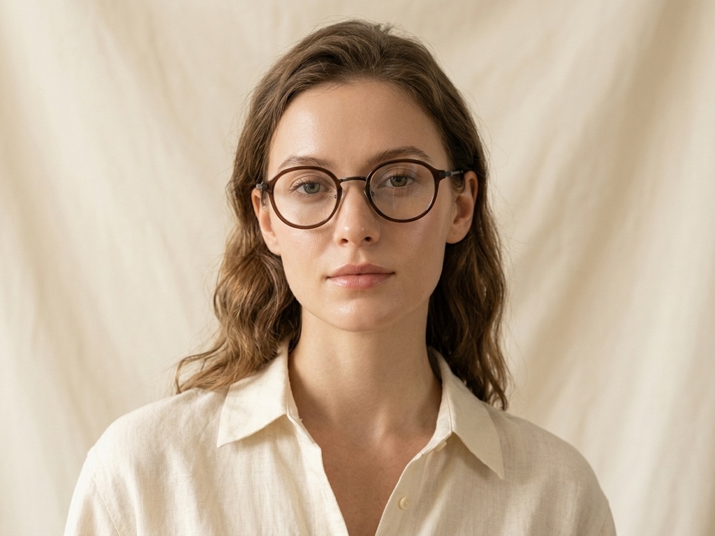 BS0218-0211_Brown_Oval_Titanium_Glasses_corner-tryon_female
