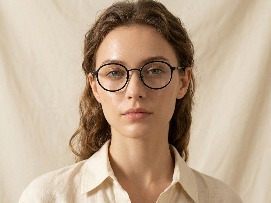 BS0218-0216_Black_Oval_Titanium_Glasses_corner-tryon_female