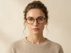 BS0218-0219_Brown_Oval_Titanium_Glasses_corner-tryon_female