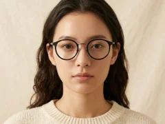 BS0218-0221_Black_Oval_Titanium_Glasses_corner-tryon_female