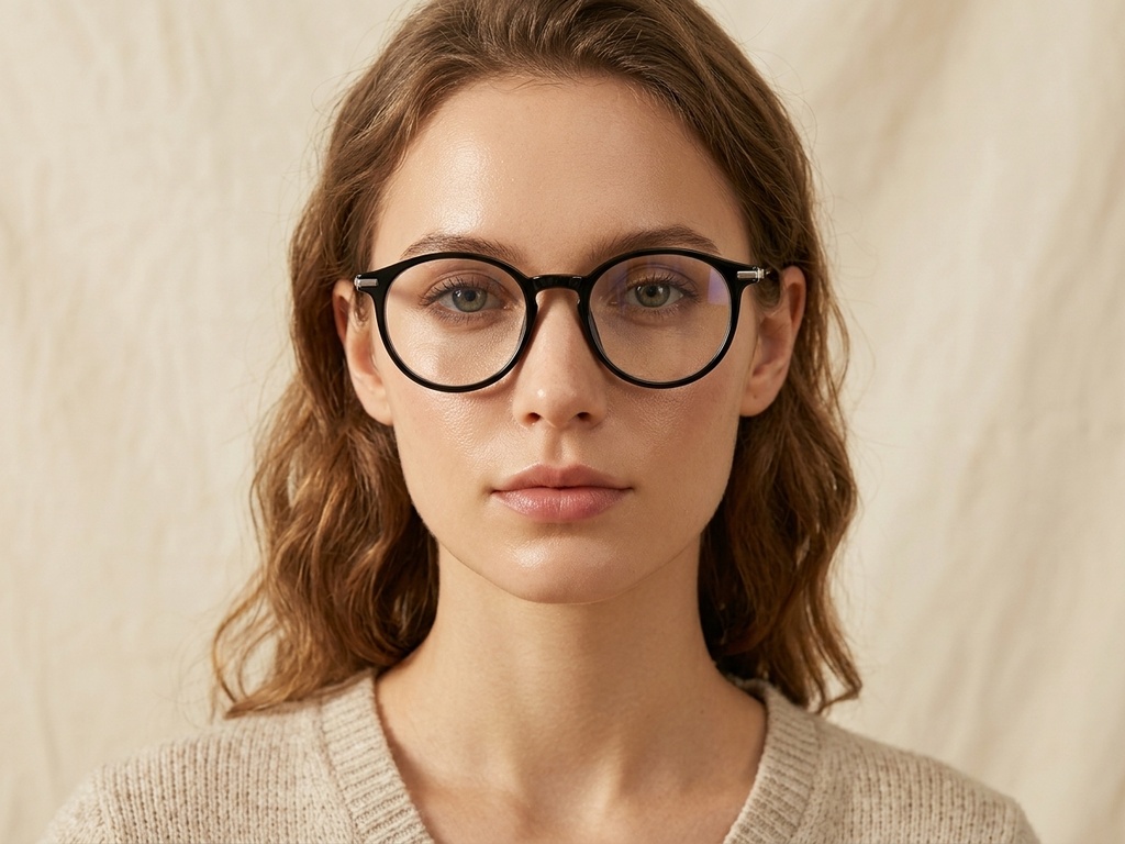 BS0218-0229_Black_Oval_Titanium_Glasses_corner-tryon_female