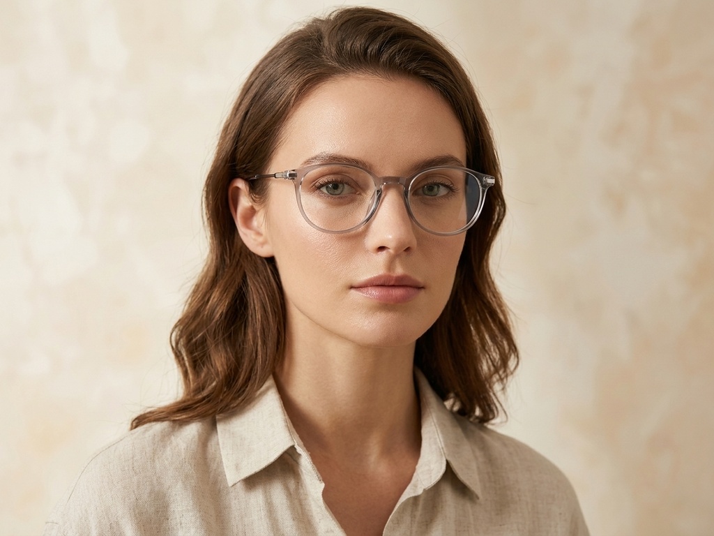 BS0218-0232_Grey_Oval_Titanium_Glasses_corner-tryon_female