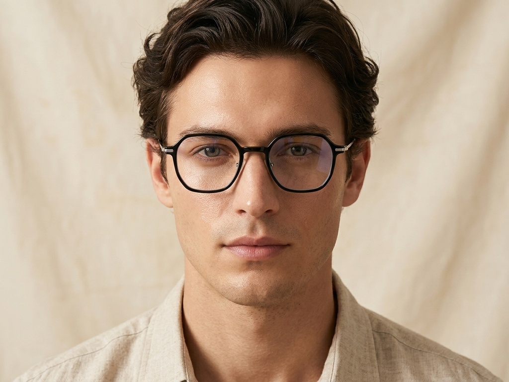 BS0218-0236_Black_Geometric_Titanium_Glasses_corner-tryon_male
