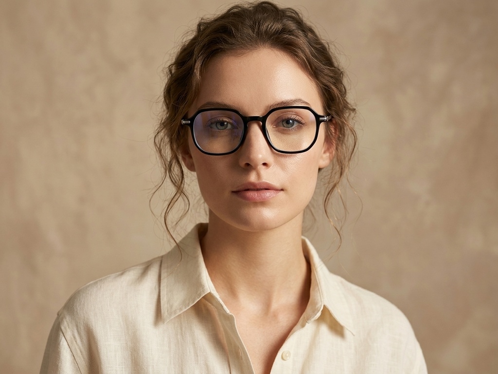 BS0218-0243_Black_Rectangular_Titanium_Glasses_corner-tryon_female