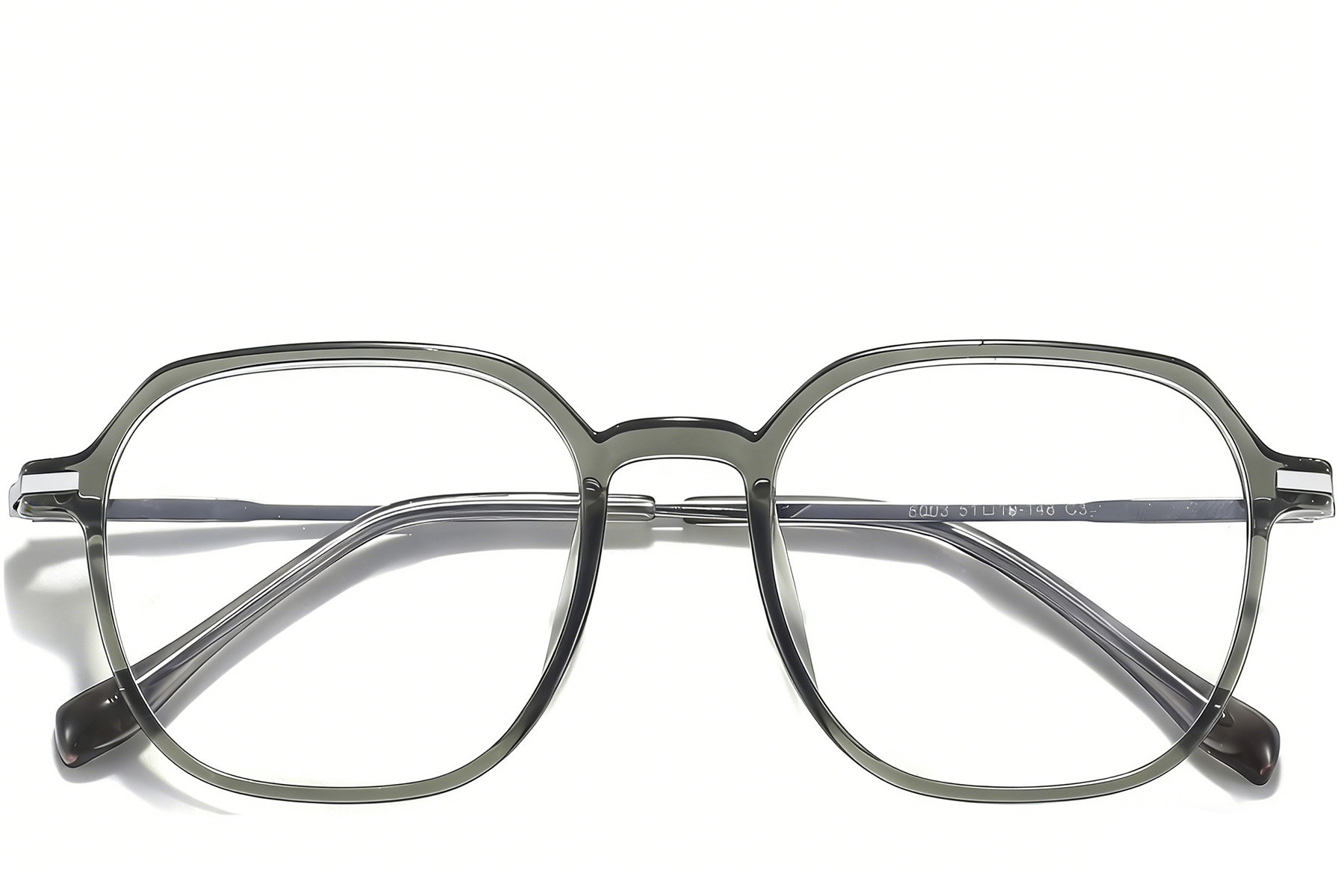BS0218-0245_Green_Rectangular_Titanium_Glasses_front
