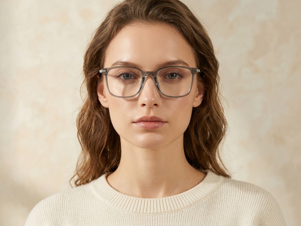 BS0218-0252_Green_Rectangular_Titanium_Glasses_corner-tryon_female