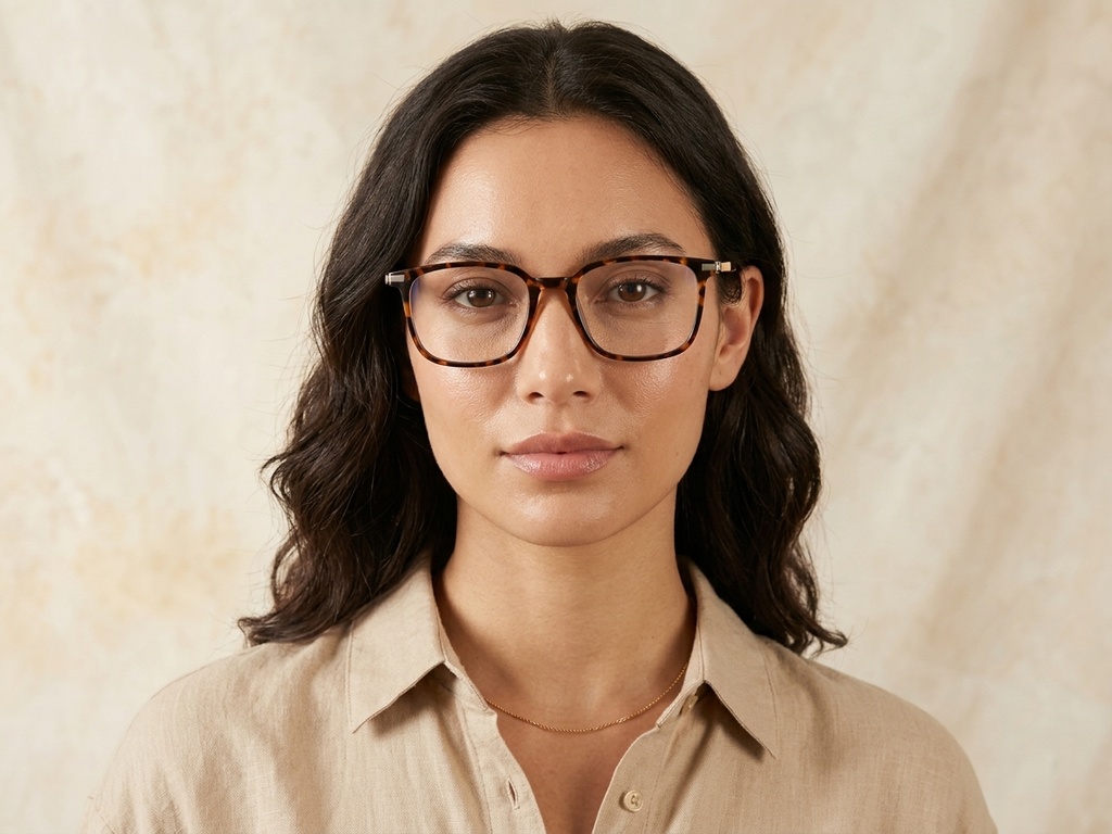BS0218-0256_Tortoiseshell_Rectangular_Titanium_Glasses-tryon_female