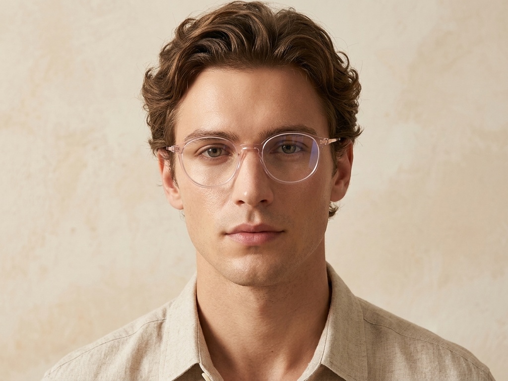 BS0218-0258_Pink_Oval_Titanium_Glasses_corner-tryon_male