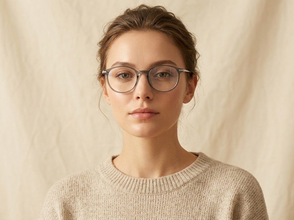 BS0218-0259_Green_Oval_Titanium_Glasses_corner-tryon_female