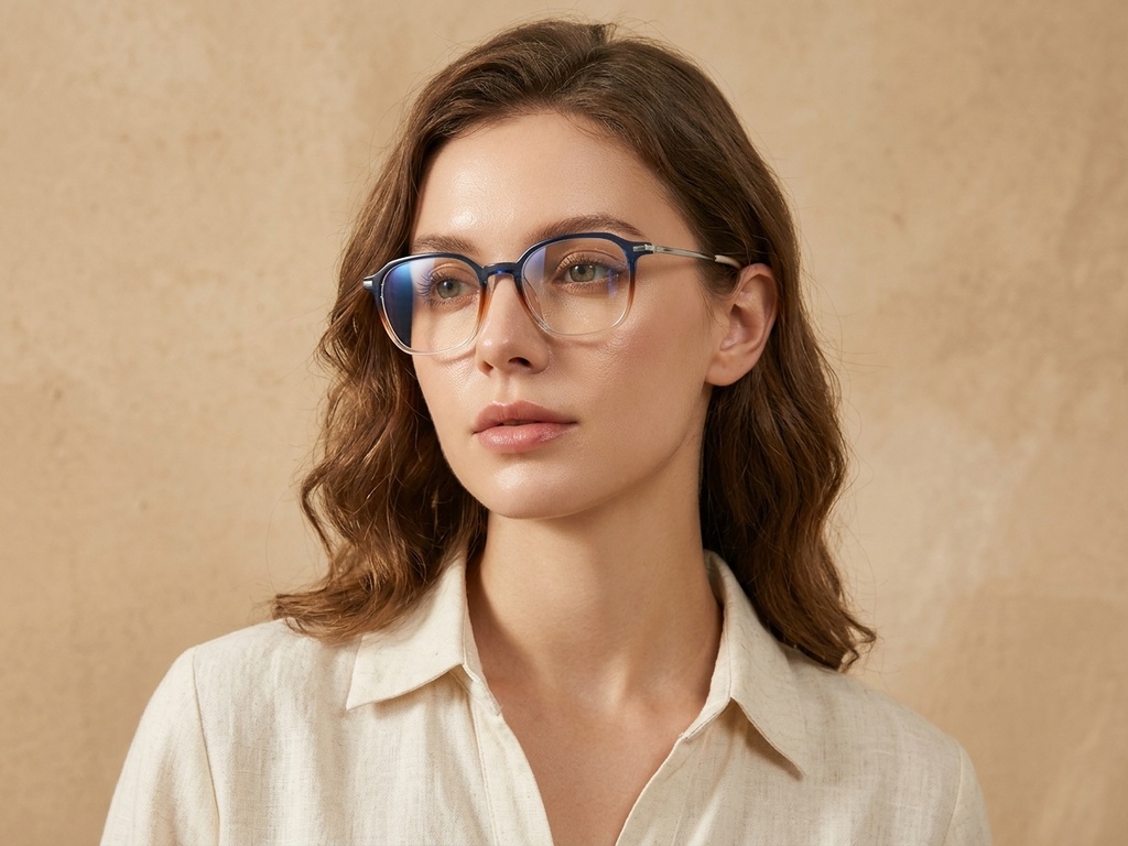 BS0218-0265_Blue_Rectangular_Titanium_Glasses_corner-tryon_female