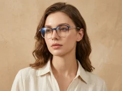 BS0218-0265_Blue_Rectangular_Titanium_Glasses_corner-tryon_female