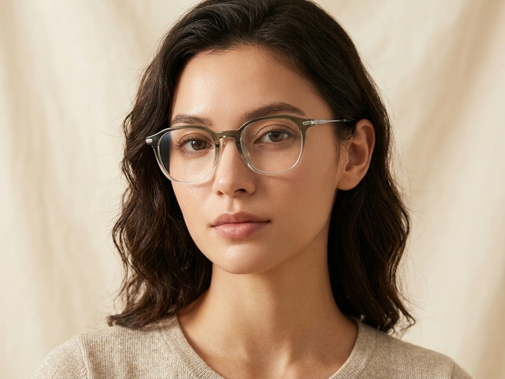 BS0218-0269_Green_Rectangular_Titanium_Glasses_corner-tryon_female