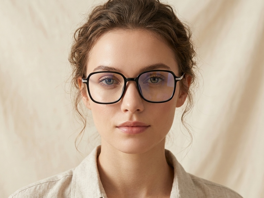 BS0218-0271_Black_Rectangular_Titanium_Glasses_corner-tryon_female