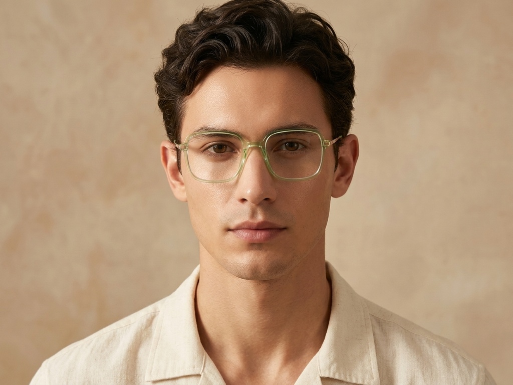 BS0218-0276_Green_Rectangular_Titanium_Glasses_corner-tryon_male