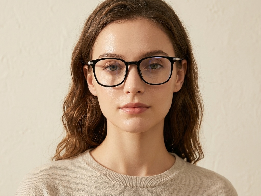 BS0218-0285_Black_Rectangular_Titanium_Glasses_corner-tryon_female